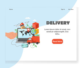 Aufkleber - Vector delivery website landing page design template