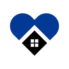 Wall Mural - heart and roof of home. vector logo.