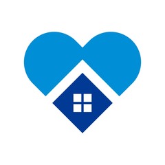 Wall Mural - heart and roof of home. vector logo.