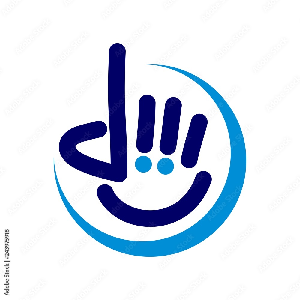 Hand Sign Face finger and face symbol. vector logo. Stock Vector | Adobe Stock
