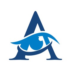 Wall Mural - letter a and eye symbol. vector logo.