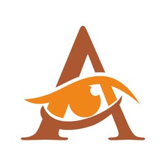 Canvas Print - letter a and eye symbol. vector logo.
