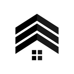 Wall Mural - military rank badge and home symbol. vector logo.
