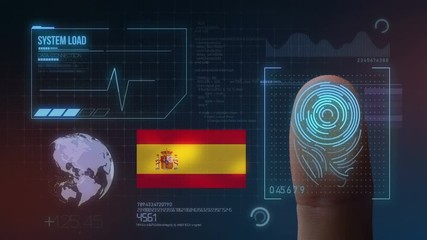 Wall Mural - Finger Print Biometric Scanning Identification System. Spain Nationality