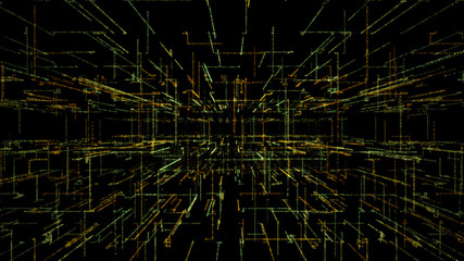 Fototapete - 3D Smart digital binary code with futuristic smart technology connection network concept .