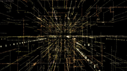 Fototapete - 3D Smart digital binary code with futuristic smart technology connection network concept .