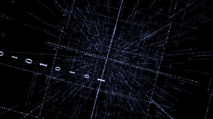 Fototapete - 3D Smart digital binary code with futuristic smart technology connection network concept .