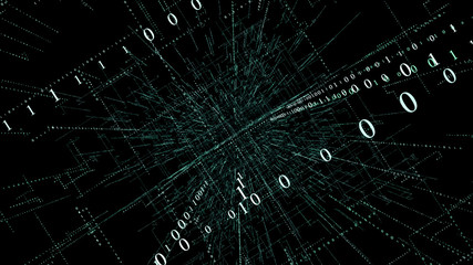 Fototapete - 3D Smart digital binary code with futuristic smart technology connection network concept .