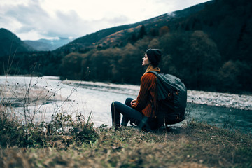 woman in a hike resting fresh air nature