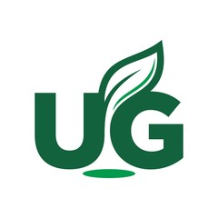 Wall Mural - letter ug with leaf symbol vector logo.