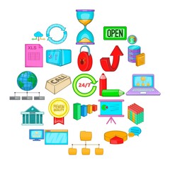 Poster - Server hacking icons set. Cartoon set of 25 server hacking vector icons for web isolated on white background