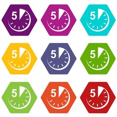 Poster - 5 minutes icons 9 set coloful isolated on white for web
