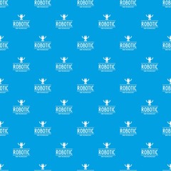 Poster - Robotic technology pattern vector seamless blue repeat for any use