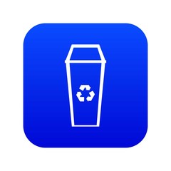 Poster - Trash can icon digital blue for any design isolated on white vector illustration