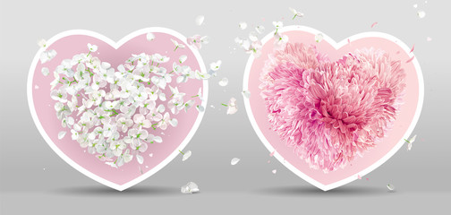 Set of two vector flower Valentines