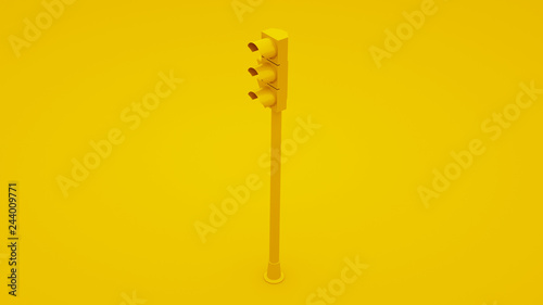 Cuadros en Lienzo Yellow Traffic Light Signals. 3D illustration