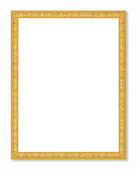 The antique gold frame on the white background