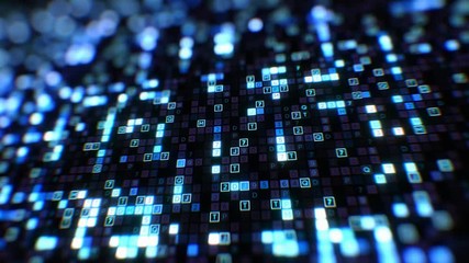 Canvas Print - Beautiful Digital Code Hexadecimal Big Data Blue Color Seamless. Changing Letters and Numbers Glowing Looped 3d Animation. Futuristic Business Information Technology Concept. 4k Ultra HD 3840x2160
