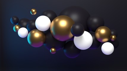 Poster - cluster of abstract spheres, 3d render