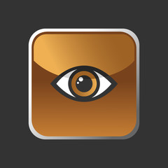 Wall Mural - Brown eye icon on a square button