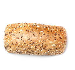 Wall Mural - Whole wheat bread roll isolated on white