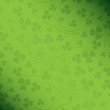Floral Green Saint Patrick Vector Background With Gradient And Trefoil