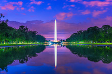Washington Monument On The Reflecting Pool In Washington, D.C.