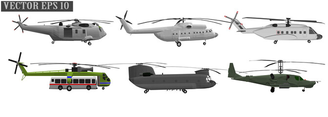 Wall Mural - Vector helicopter for soldiers