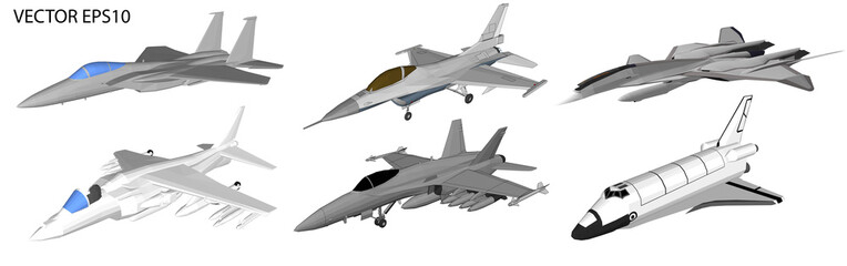 Wall Mural - Vector jet aircraft for soldiers