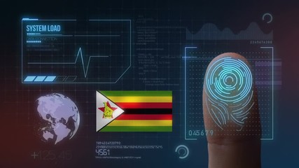 Wall Mural - Finger Print Biometric Scanning Identification System. Zimbabwe Nationality