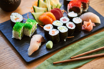 Wall Mural - Rolls and sushi set