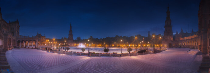 View of Spain Square on sunset, Seville