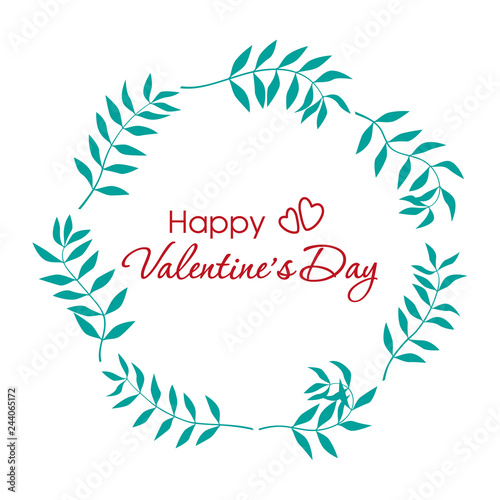 Greeting inscription Happy Valentine Day in a frame from branches. Happy Vale...