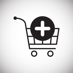 Fototapete - Online shopping cart add icon on white background for graphic and web design, Modern simple vector sign. Internet concept. Trendy symbol for website design web button or mobile app