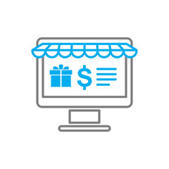 Fototapete - Online shopping icon on white background for graphic and web design, Modern simple vector sign. Internet concept. Trendy symbol for website design web button or mobile app