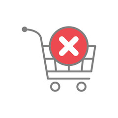 Fototapete - Online shopping cart remove icon on white background for graphic and web design, Modern simple vector sign. Internet concept. Trendy symbol for website design web button or mobile app