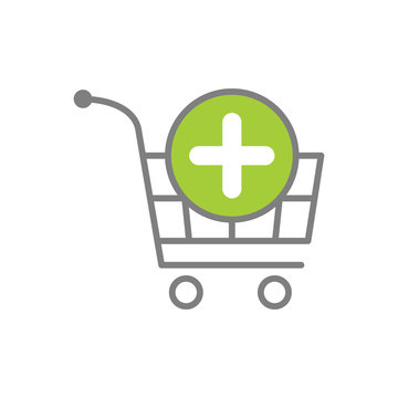 Online shopping cart add icon on white background for graphic and web design, Modern simple vector sign. Internet concept. Trendy symbol for website design web button or mobile app