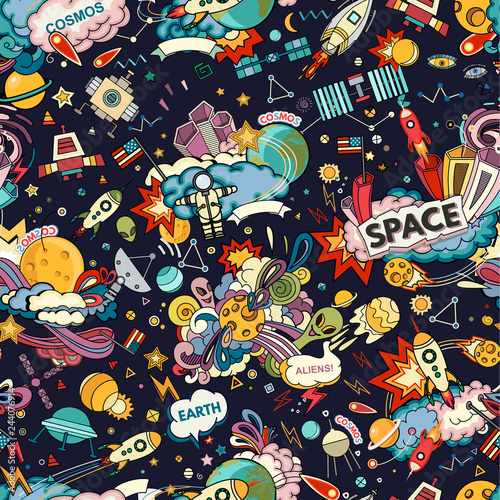 Cosmos Seamless Pattern Poster Mural XXL
