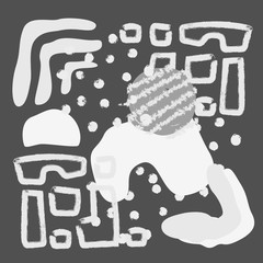 Aufkleber - Silver abstract modern and stylish digital background with different shapes. Memphis silver pattern. Creative forms.