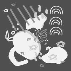 Aufkleber - Silver abstract modern and stylish digital background with different shapes. Memphis silver pattern. Creative forms.