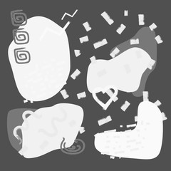 Aufkleber - Silver abstract modern and stylish digital background with different shapes. Memphis silver pattern. Creative forms.