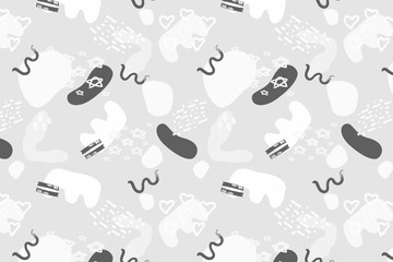 Aufkleber - Silver abstract modern and stylish digital background with different shapes. Memphis silver pattern. Creative forms.