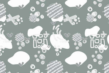 Aufkleber - Silver abstract modern and stylish digital background with different shapes. Memphis silver pattern. Creative forms.