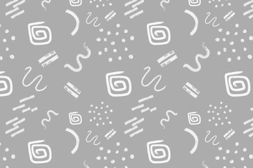 Aufkleber - Silver abstract modern and stylish digital background with different shapes. Memphis silver pattern. Creative forms.