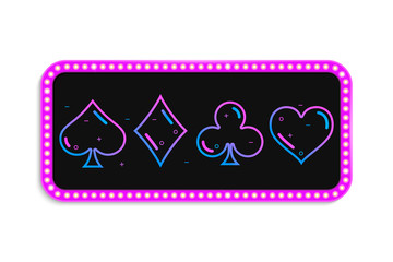 Canvas Print - Colored symbols deck of cards for playing poker and casino on light banner. Vector illustration.