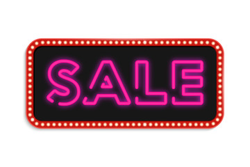 Sticker - Neon symbols special offer on light banner. Vector illustration.