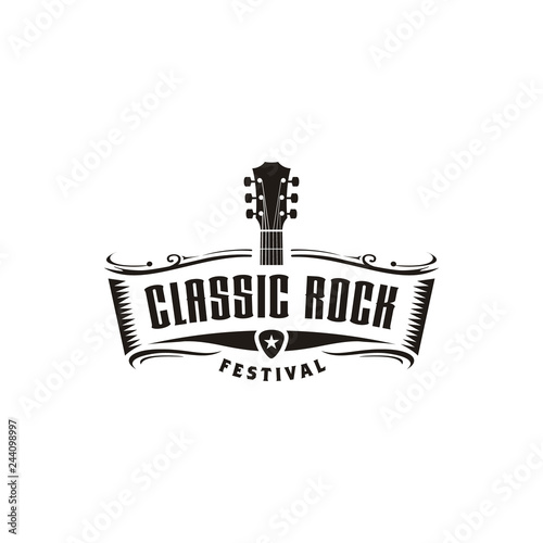 Plakaty muzyka  inspiracja-do-zaprojektowania-logo-classic-rock-guitar-emblem