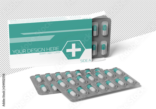 Download Pharmaceutical Packaging Mockup On White Stock Template Adobe Stock