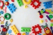 © dyageleva - Children's toys and accessories on a white background. View from above
