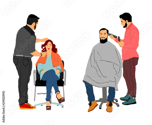 Female Hairdresser With Client Lady In Hairdress Beauty Salon